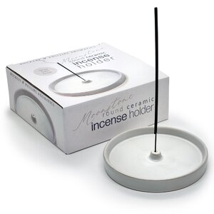 WHITE CERAMIC INCENSE HOLDER ROUND