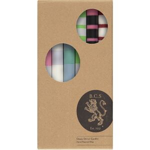 Dinner Candle - Multi-colour variable striped Set/6 Asst