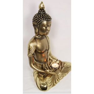 38CM GOLD RULAI BUDDHA WITH TEALIGHT HOLDER - BULK ITEM