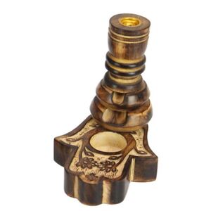 13cm Mango Wood Backflow Cone Burners in Hamsa Hand/Buddha Design