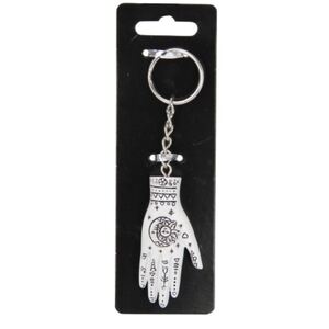 White Palmistry Phrenology Hand Key Ring