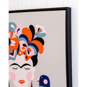 Artist Lab - Rachel Lee - Frida Kahlo Framed Canvas - 62x92cm - Click & Collect only