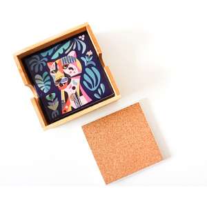 Artist Lab - Rachel Lee - Leopard - Ceramic Coaster Set