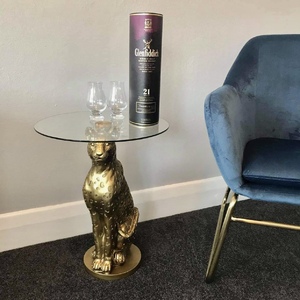 Leo Leopard side table 40x50cm- Gold - CLICK & COLLECT ONLY