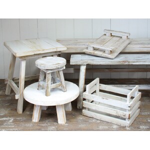 White Wash Bench 80cm -  CLICK & COLLECT ONLY