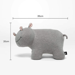 Kids Shaped Cushion - Hippo - Grey - 32x17cm