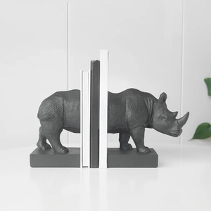 Rhino Bookend Set - Black - BULK ITEM