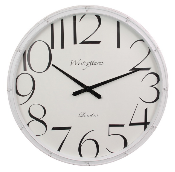73CM WHITE WASHED DECOR CLOCK Homewares & Décor > Clocks & Mirrors > Clocks Connection