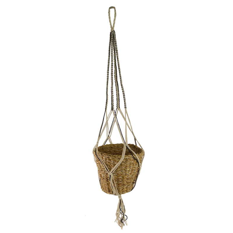 125x25cm S/Gr/Jut Macrame Hanging Basket