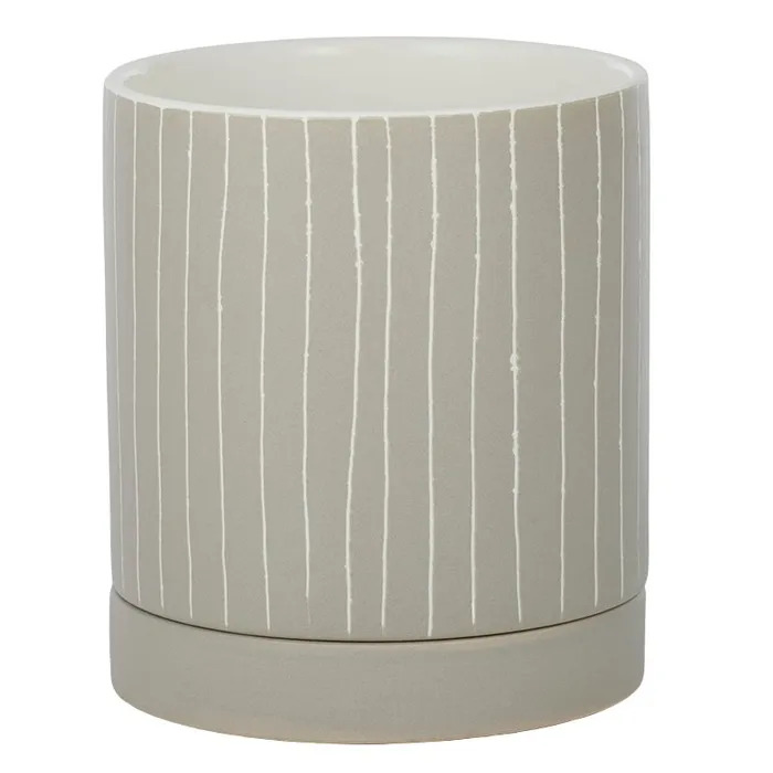 Hendrick Cer Pot w Saucer 16x18cm Taupe* Connection