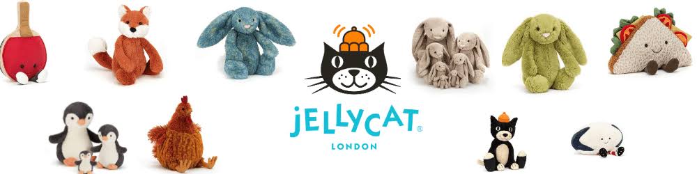 Jellycat colourful plush toys group photo