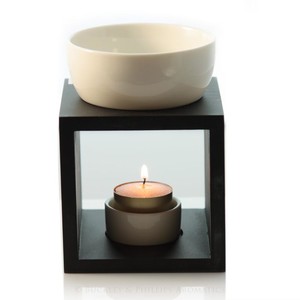 Ceramic & wooden square oil burner