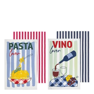 Capri Assorted Pasta + Wine 2pk Kitchen Towel