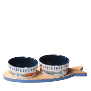 Capri Fish 3pc Bowl + Tray Set