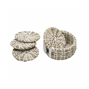 Seagrass Woven White Holder 4pk Coaster