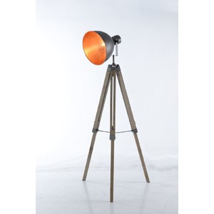 Tripod floor lamp with grey w/gold bowl shade - CLICK & COLLECT ONLY