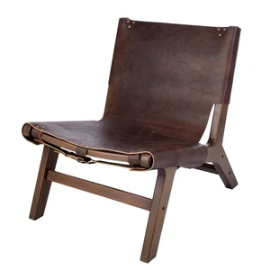 AC Brown Leather Accent Chair - CLICK & COLLECT ONLY