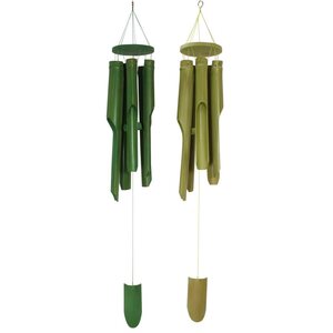 NATURAL GREEN BAMBOO WIND CHIME 2 ASSTD