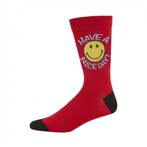 SMILEY HAVE A NICE DAY! BAMBOO SOCK RED 7-11