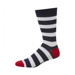 NAVY MENS STRIPES BAMBOO SOCK 7-11