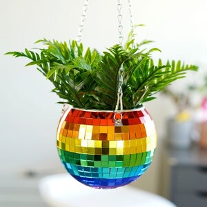 Bubblegum Stuff - Rainbow Disco Ball Hanging Planter