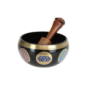 12cm Black Tibetan Singing Bowl with 7 Chakra Design (Includes Striker) (Gift Box)