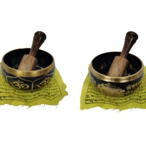 10CM BLACK & GOLD TIBETAN SINGING BOWL 2 ASSTD (300 grams approx, 10cm DIAMETER)