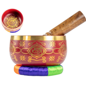 13CM RED TIBETAN SINGING  BOWL (13CM DIAMETER)