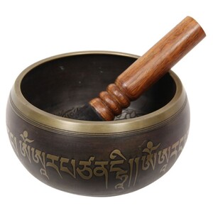 15cm antique bronze mantra tibetan singing bowl with prayer motiff (900 grams approx)