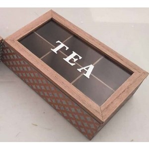 Tea box with clear top, gold pattern
