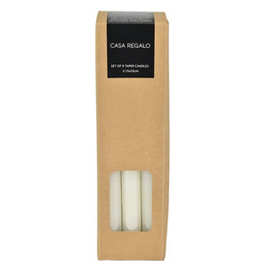 Unscented S/9 Taper Candles 2x25cm Wht