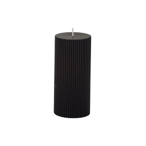 Ribbed Pillar Candle 7x15cm Black