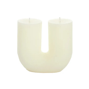 White Ribbed U-Shaped Candle