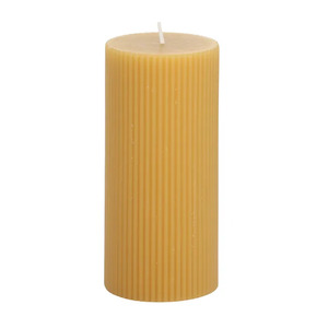 Ribbed Pillar Candle 7x15cm Mustard