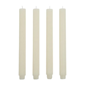 Ivory Ribbed Dinner Candles - Set of 4