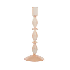 Aria Glass Candleholder 9.5x23cm Pink - BULK ITEM