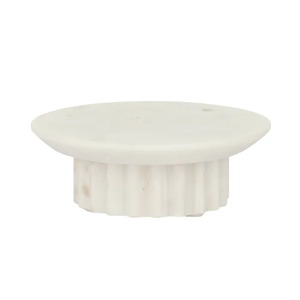 Encote Marble Candle Plate 16x5cm White - BULK ITEM