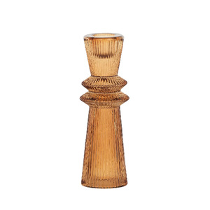 Yvette Glass Candleholder 5x16cm Amber