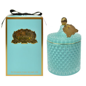 11x20cm 450g cndl- blue/gold trim-peony