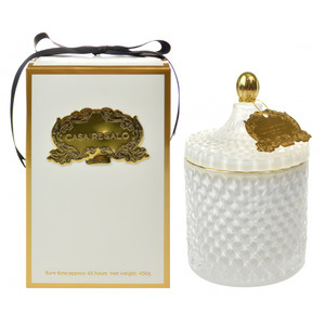11x20cm 450g cndl- white/gold trim-orchid