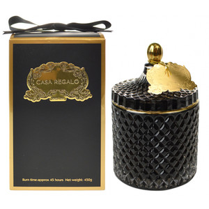 11x20cm 450g cndl- black/gold trim- rose