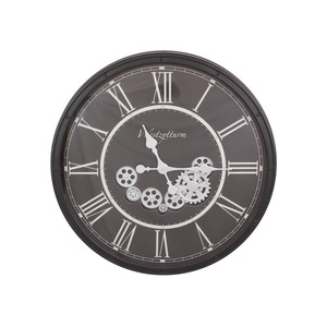 *73CM BLACK CLOCK WITH MOVING COGS *Click & Collect Only*