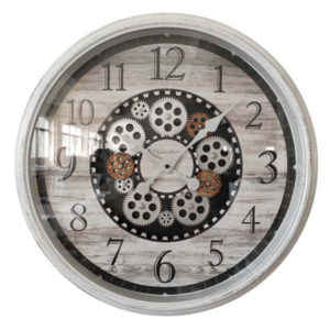 55CM WHITE CLOCK WITH MOVING COGS - CLICK & COLLECT ONLY