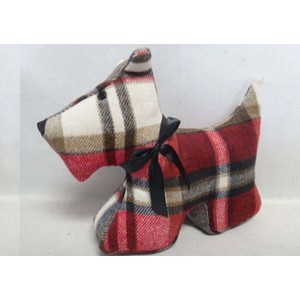 Tartan dog doorstop (Red)