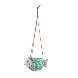 Hanging blue fish planter