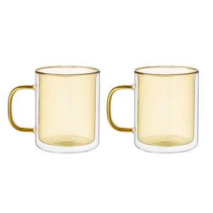 LB Coloured Double Wall Glasses S/2 Yellow 350ml Col
