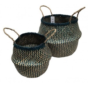 Large belly basket set - teal natural