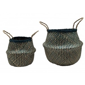 Small belly basket set - teal natural