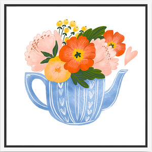 Thin Floating Frame - Tea Pot Floral - 30x30cm