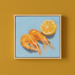 Shrimp Nat Frame Oil Painting 30x30cm